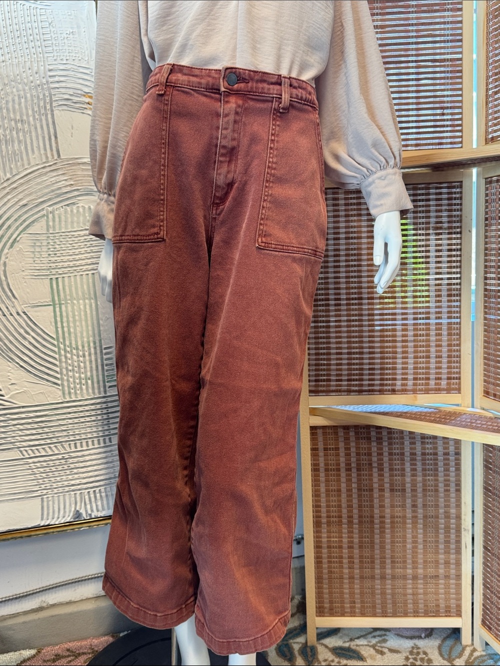 Universal Thread Wide Leg Jeans in Rust Brown N0338